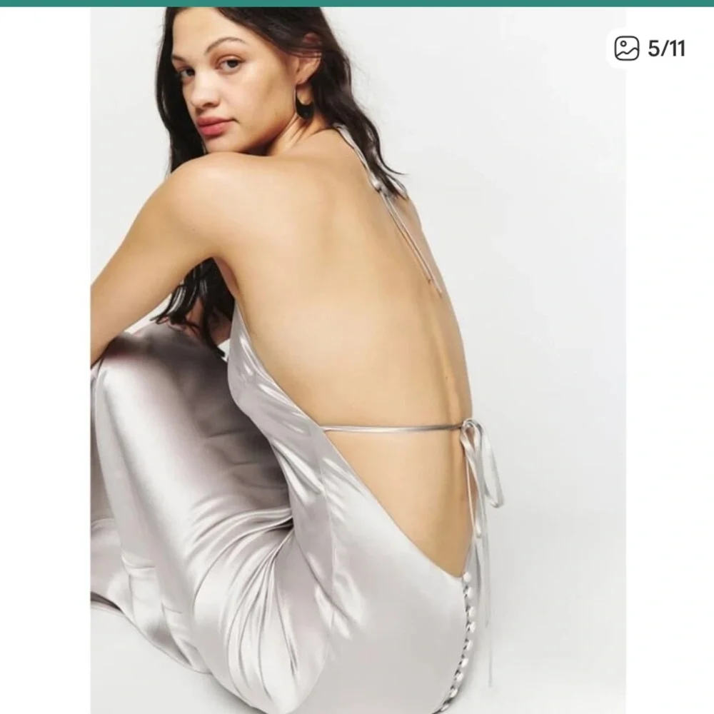 Reformation Silver Satin Dress - Picture 4 of 11